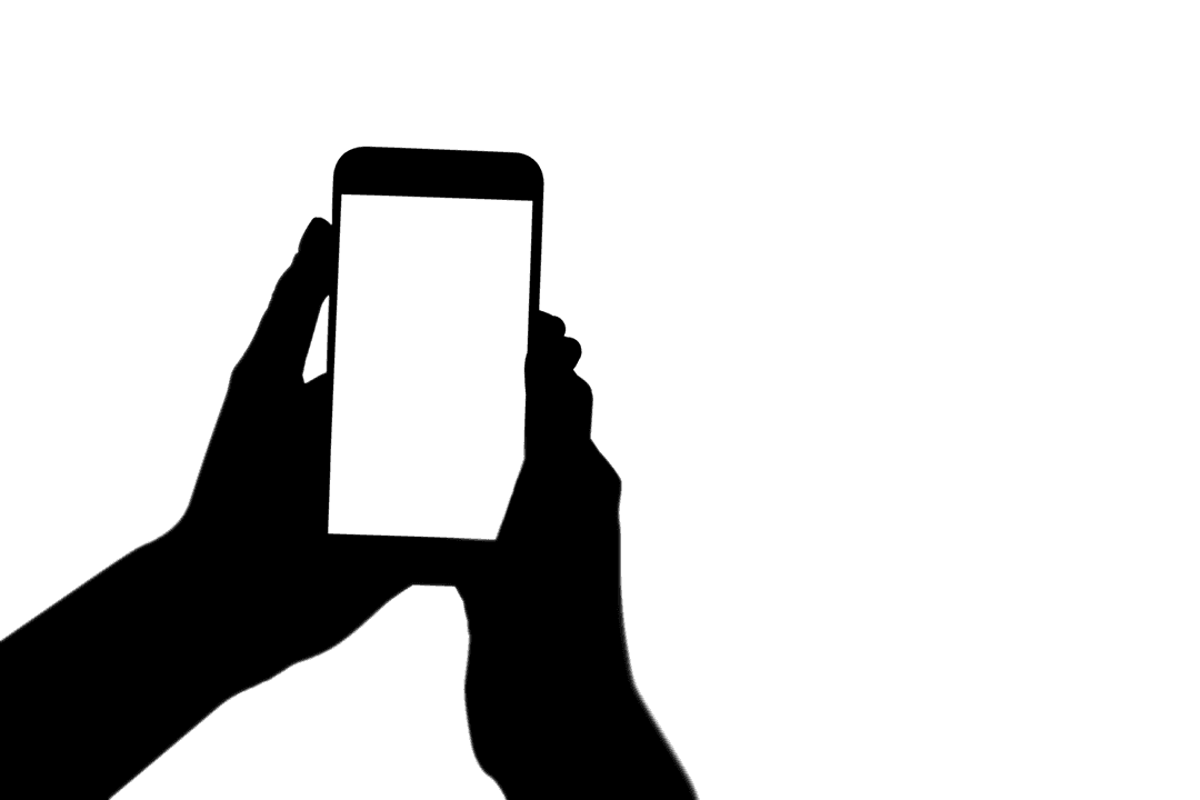 Transparent Smartphone Silhouette with Hands for Tech and Communication Designs