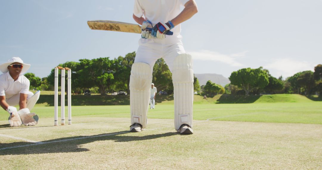 Cricket Team Engaged in Lively Match on Sunny Day