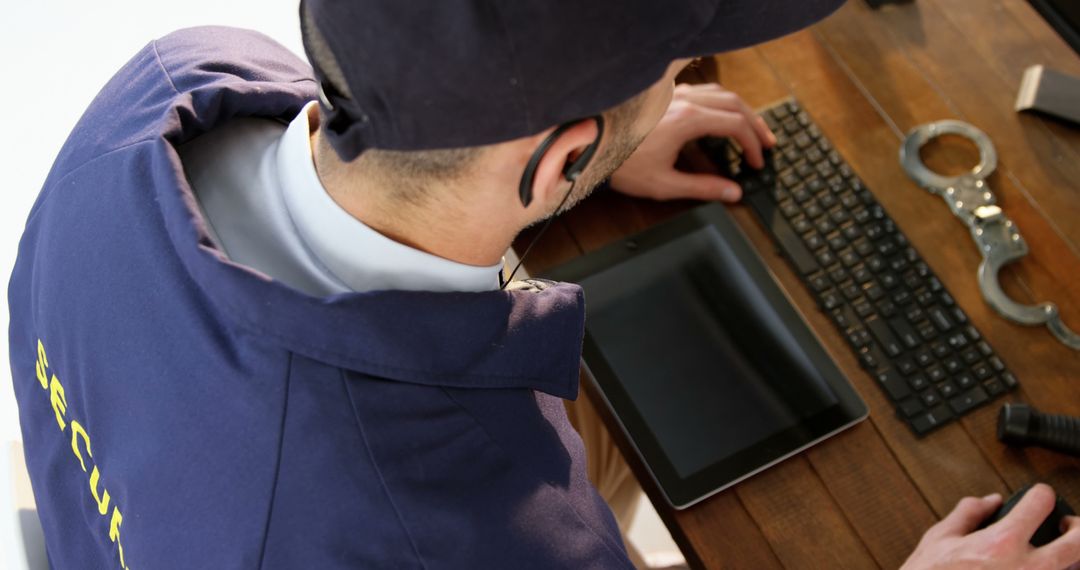 Security Officer Monitoring Surveillance on Tablet - Free Images, Stock Photos and Pictures on Pikwizard.com