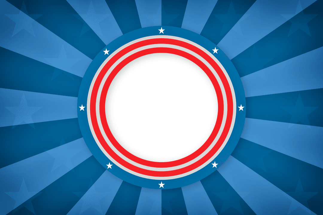 Transparent Patriotic Themed Frame with White Circle Center