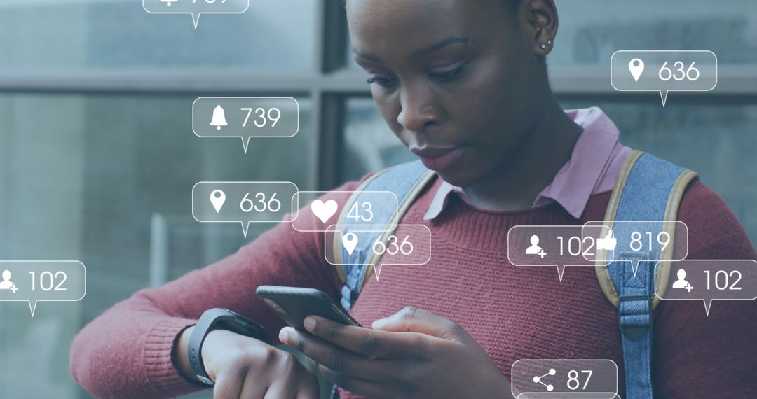 Young Woman Engaging with Smartphone Social Media