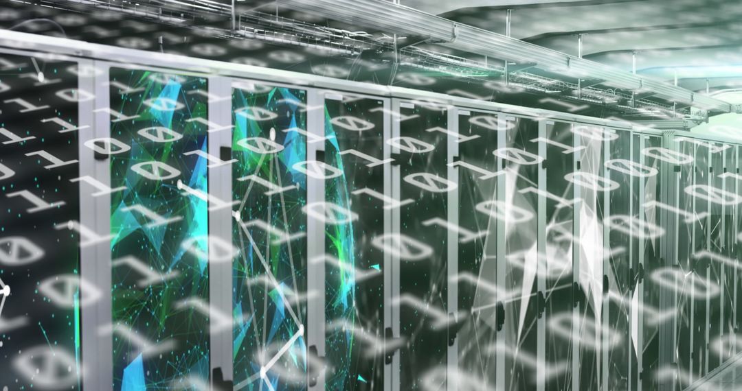 Binary Code Overlapping Computer Servers in Data Center - Free Images, Stock Photos and Pictures on Pikwizard.com