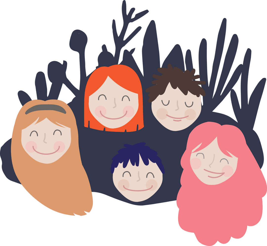 Transparent Cute Childrens' Faces with Playful Background