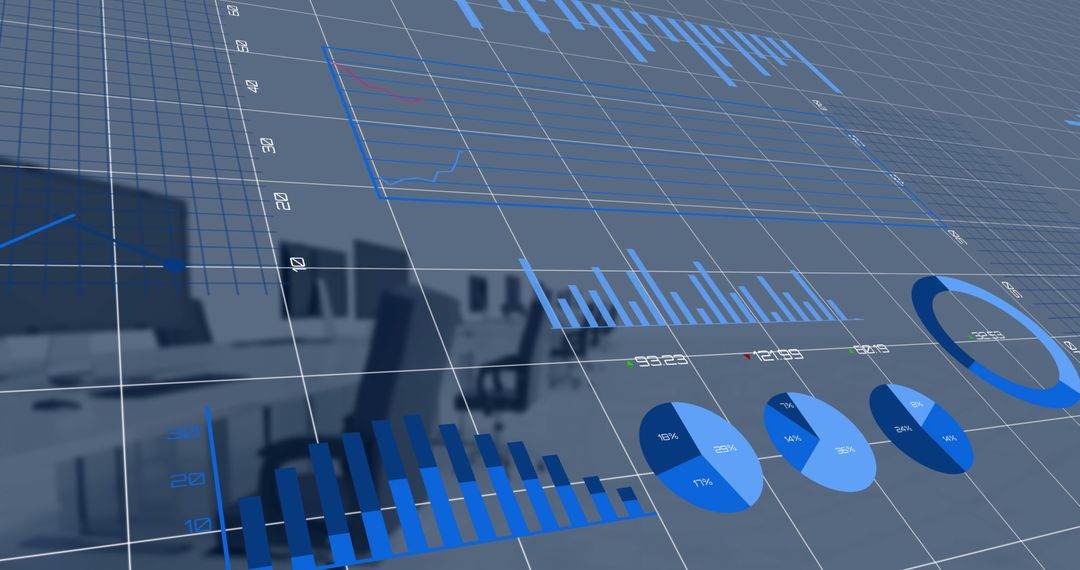 Digital Interface Displaying Business Data Analytics in Office