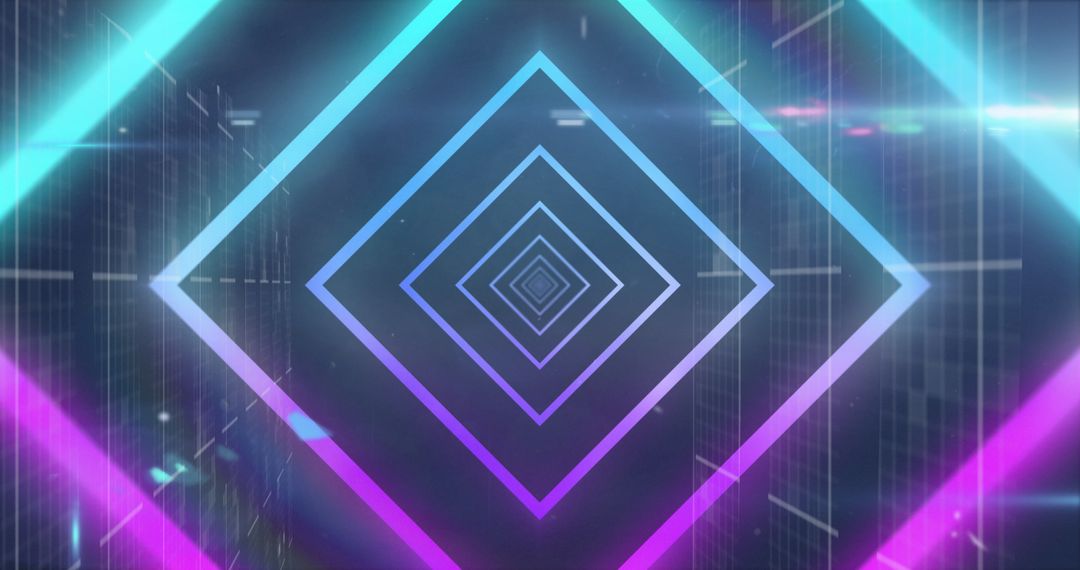 Vibrant Neon Geometric Shapes with Data Processing