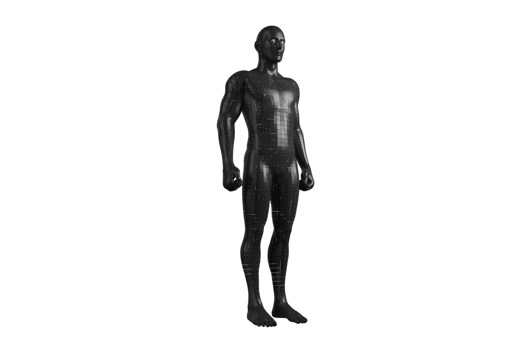 Futuristic 3D Model of Man on Transparent Background