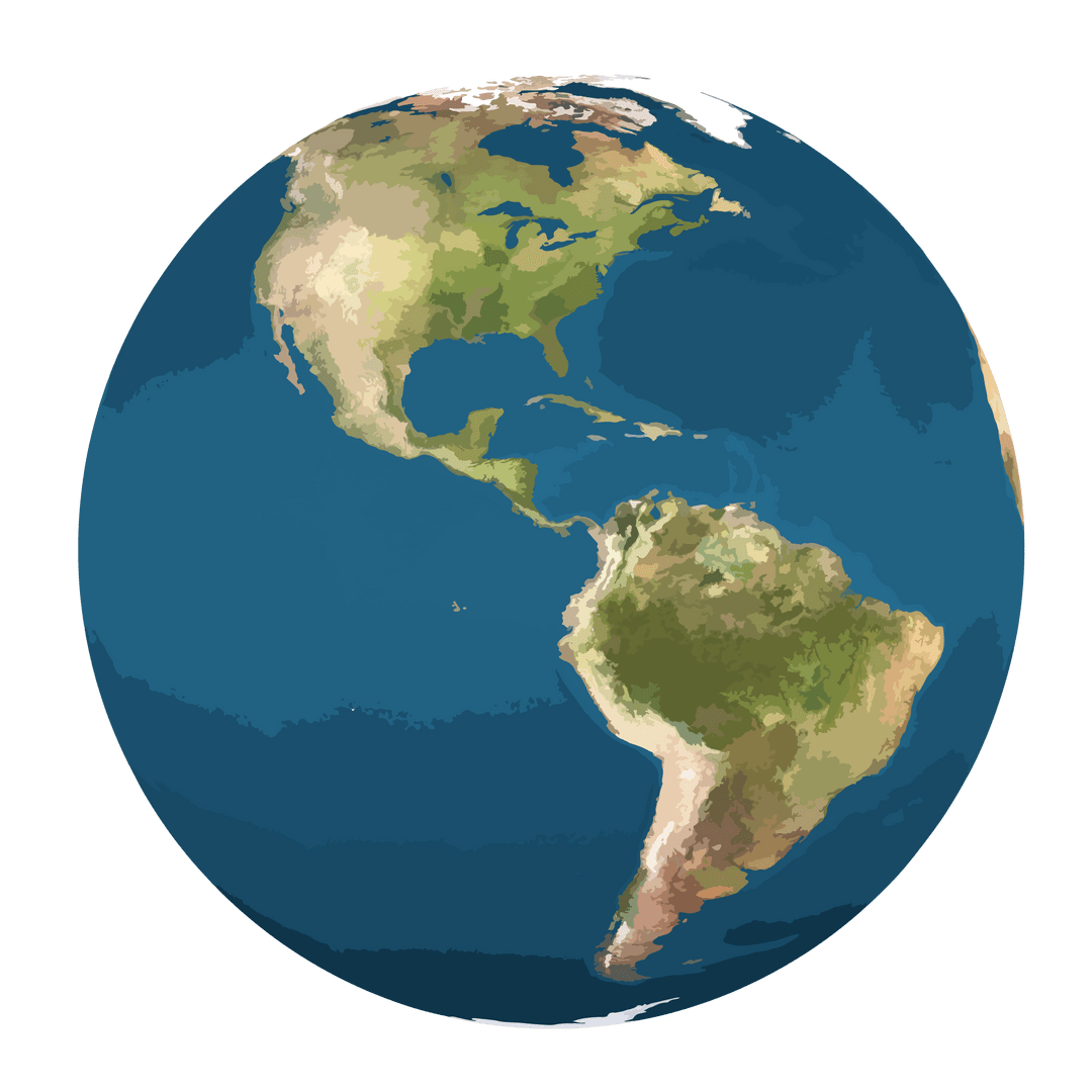 Digital Earth Illustration on Transparent Background Showcasing the Americas