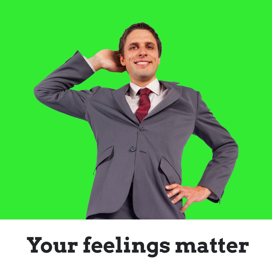Confident Businessman Posing on Vibrant Green Background