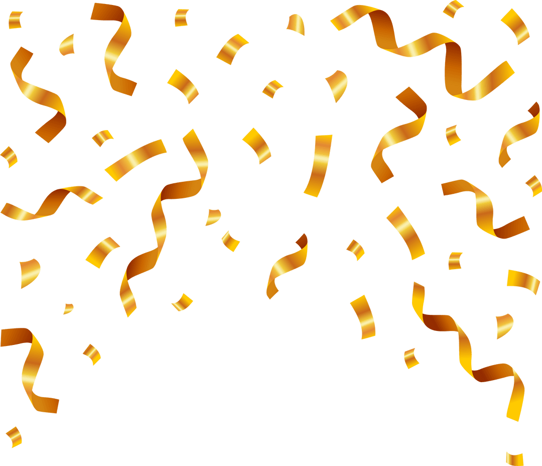 Golden Streamers and Confetti with Transparent Background