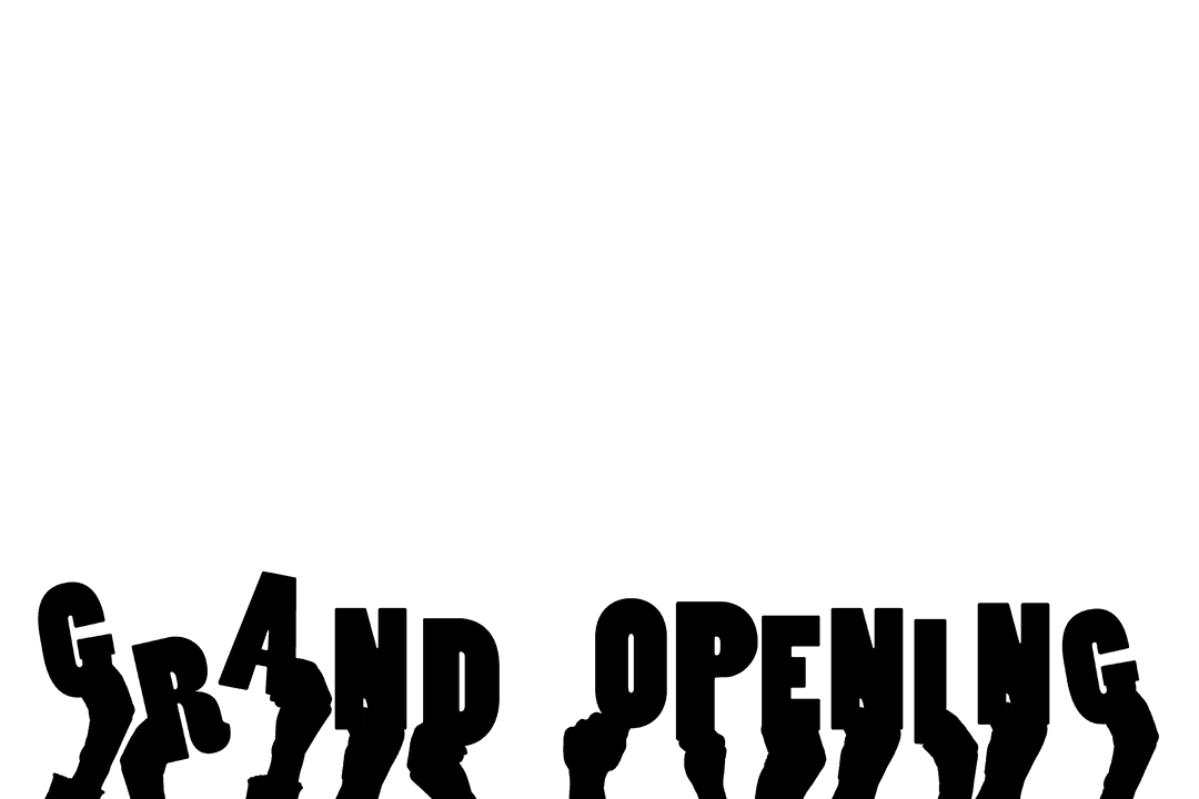 Digital Hands with Grand Opening Banner on Transparent Background