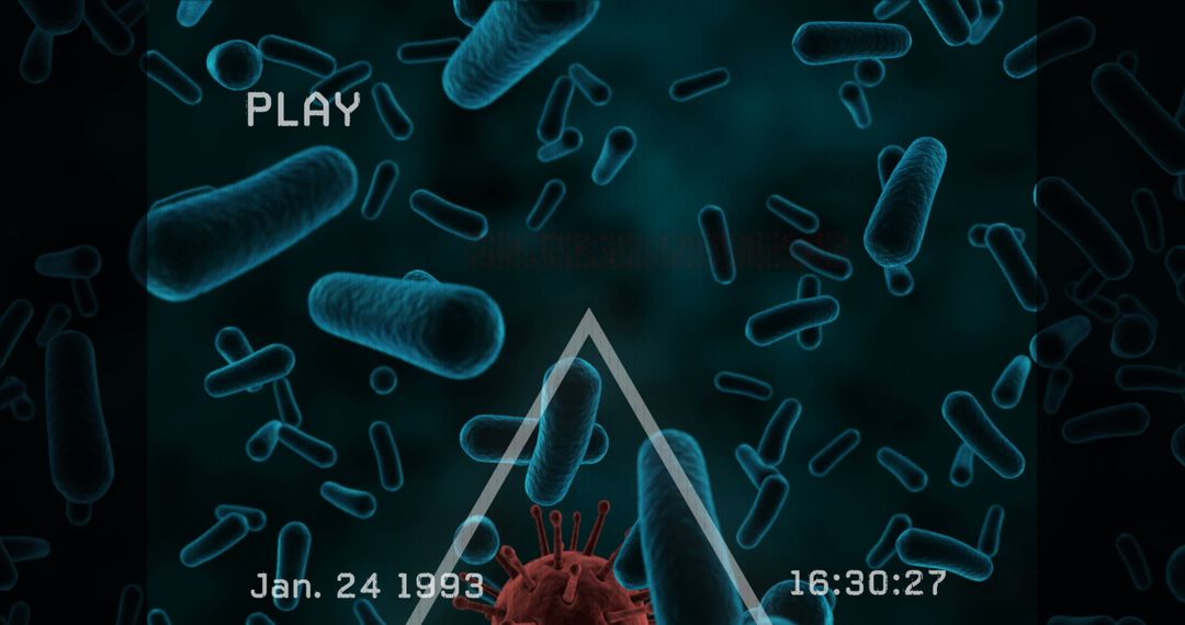 Digital Concept Displaying Virus and Bacteria with Date Overlay