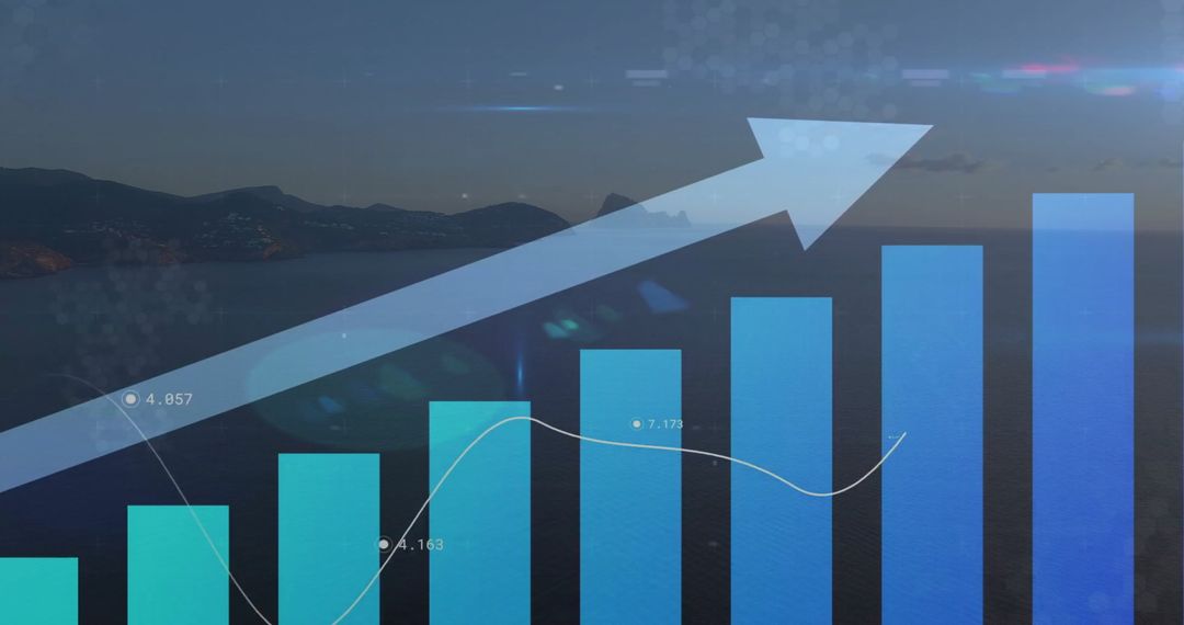 Upward Arrow with Graphs Symbolizing Business Growth