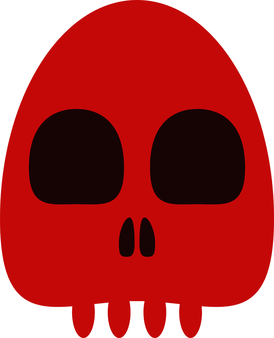 Red Stylized Skull in Mushroom Shape on Transparent Background