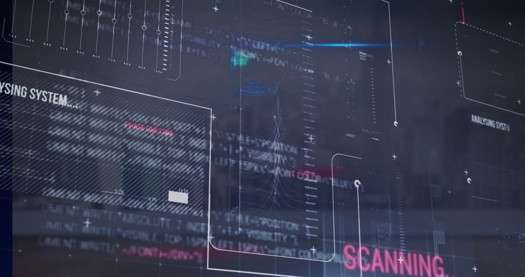 Futuristic Digital Interface Over High-Tech Cityscape