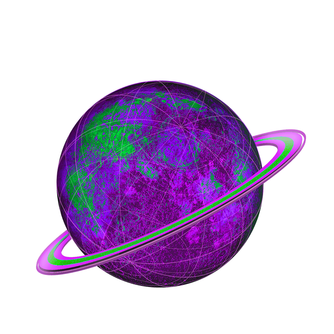 Transparent Stylized Ringed Planet in Futuristic Design