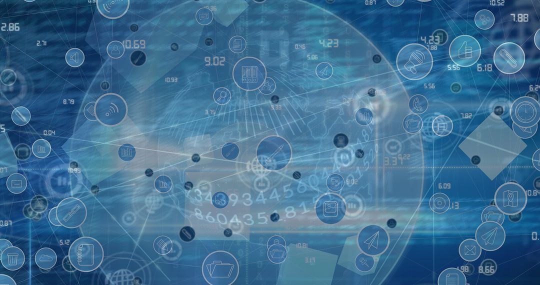 Digital Connections Network Over Globe with Data Icons