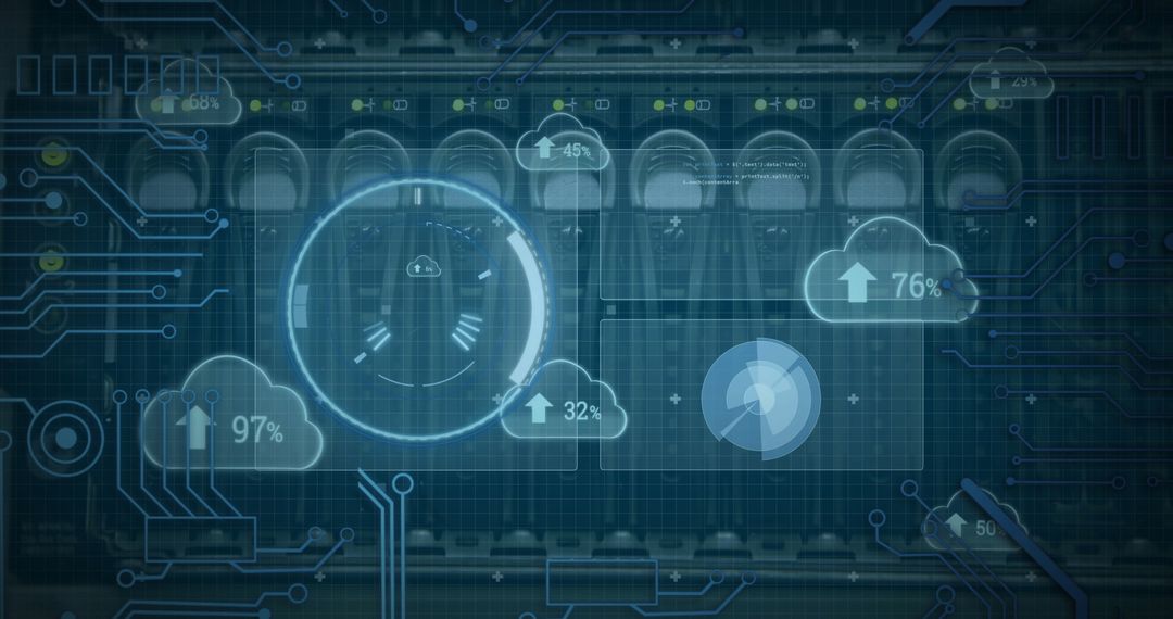 Futuristic Data Processing with Digital Cloud Interface