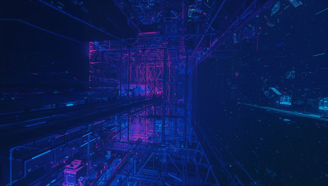 Futuristic Neon-Lit Data Center Architecture