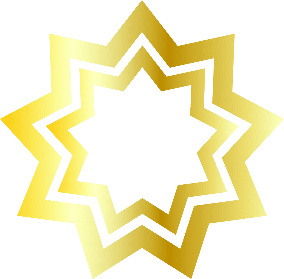 Vector of Geometric Gold Star Outline on Transparent Background