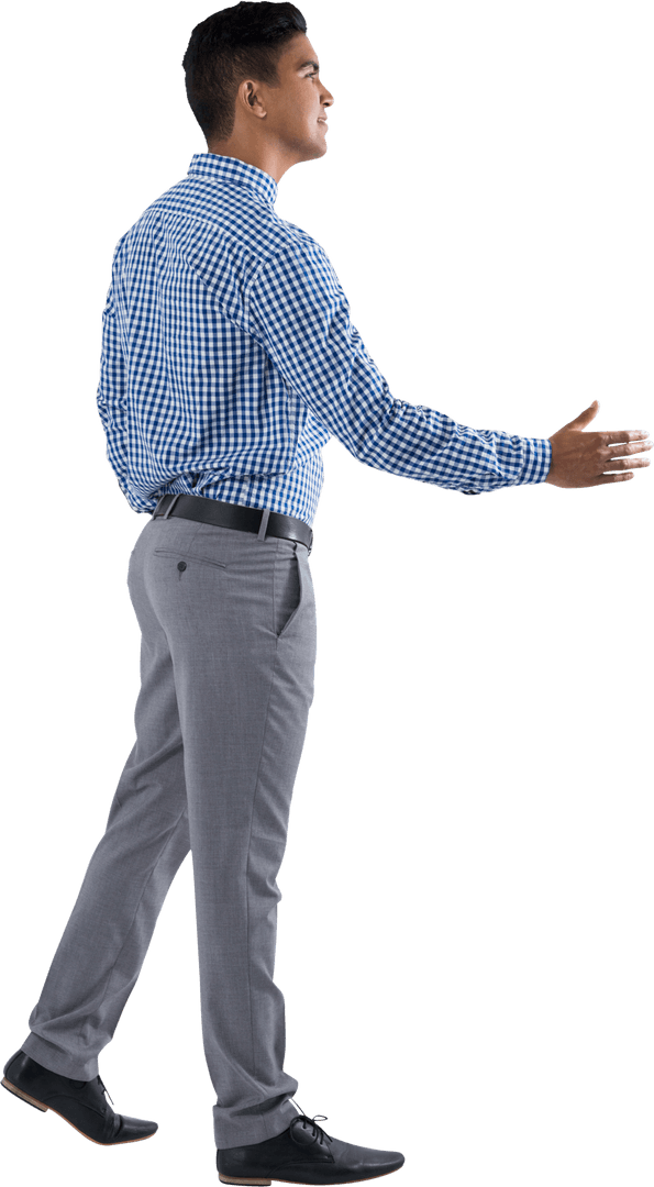 Transparent Confident Man Offering Handshake in Formal Attire