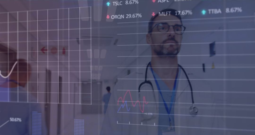 Digitally Enhanced Medical Professional with Data Analysis Overlay