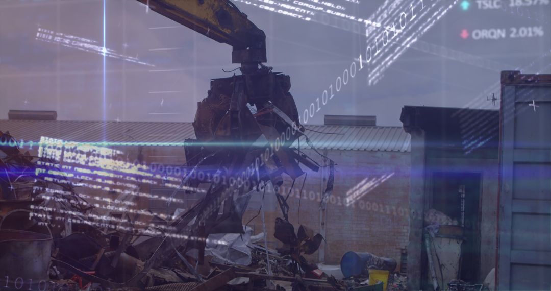 Modern Crane Performing Digital Junkyard Operations