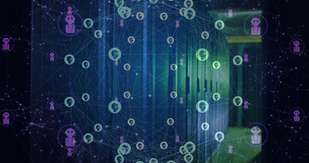 Global AI Network with Data Profi Files in Server Room