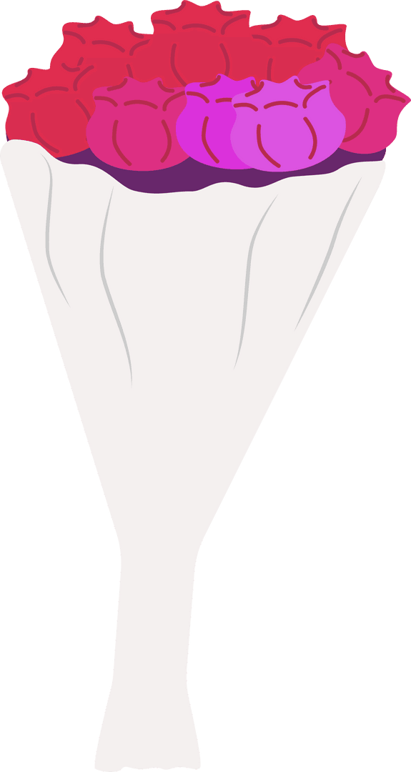 Elegant Flat Bouquet with Roses on Transparent Background