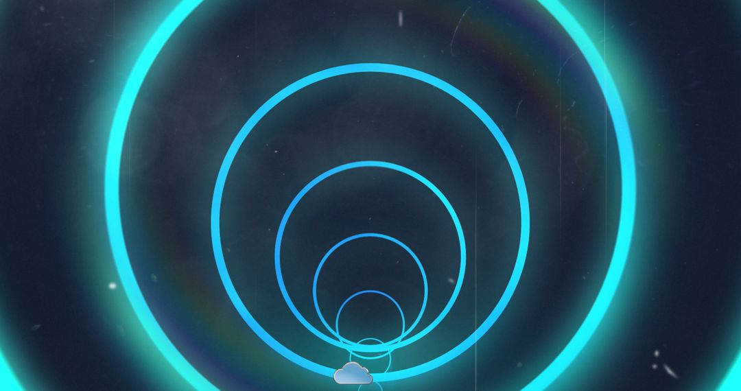 Abstract Neon Geometric Pattern Over Clouds