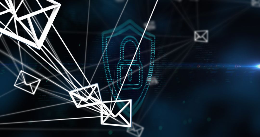 Digital Security Concept with Envelope Icons and Padlock