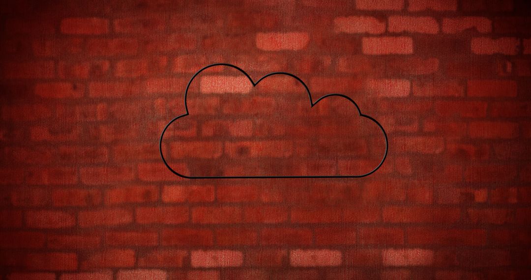 Neon Cloud Icon Painted on Rustic Brick Wall - Free Images, Stock Photos and Pictures on Pikwizard.com