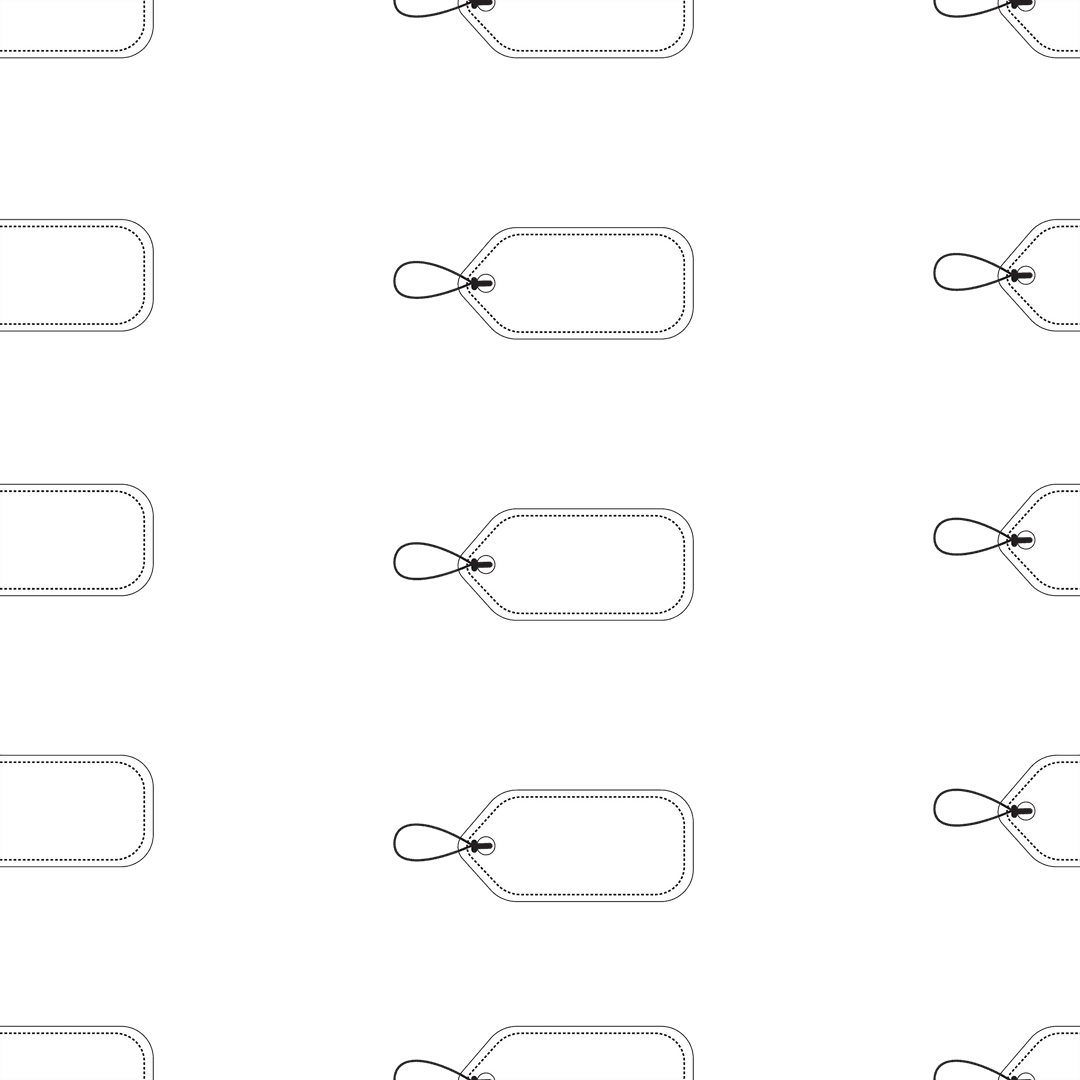 Seamless Black and White Label Pattern on Transparent Background