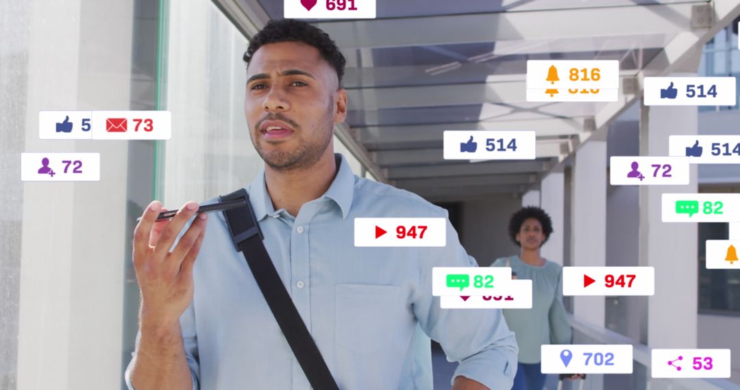 Person Engaged with Smartphone Displaying Social Media Alerts