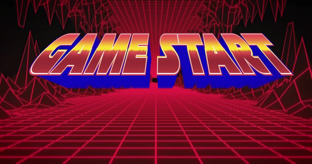 Futuristic Neon 80s Retro Game Start Screen
