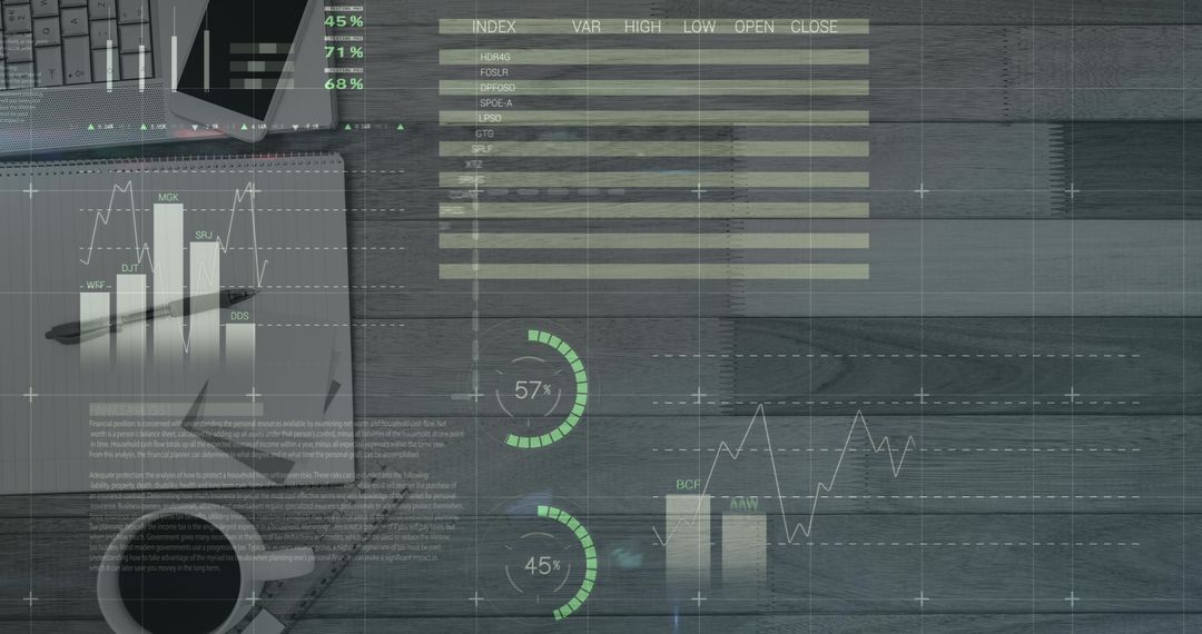 Digital Financial Data Analysis on Office Desk