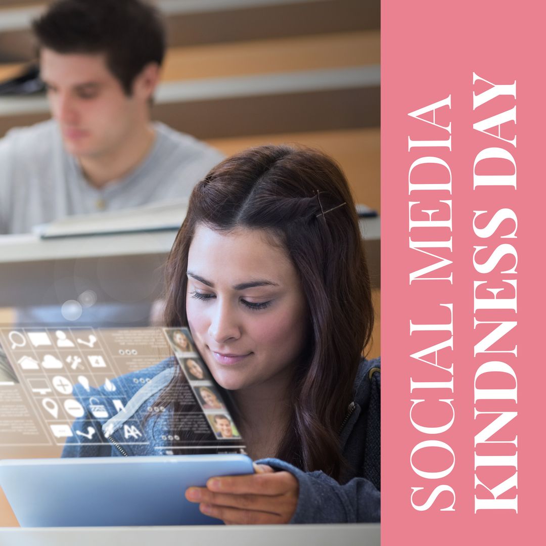 Student Engaging with Digital Interface on Social Media Kindness Day