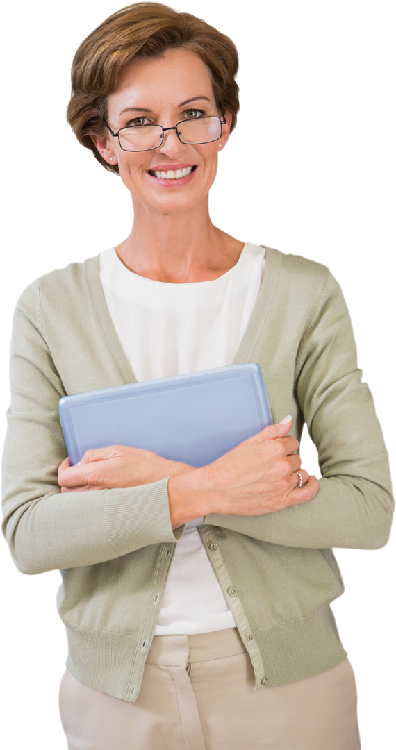 Transparent Senior Woman Holding Tablet and Smiling - Download Free Stock Images Pikwizard.com