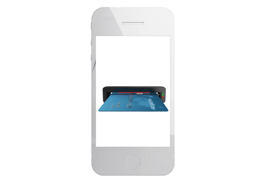 Transparent Mobile Screen with 3D Credit Card Insert Illustrates Online Payment