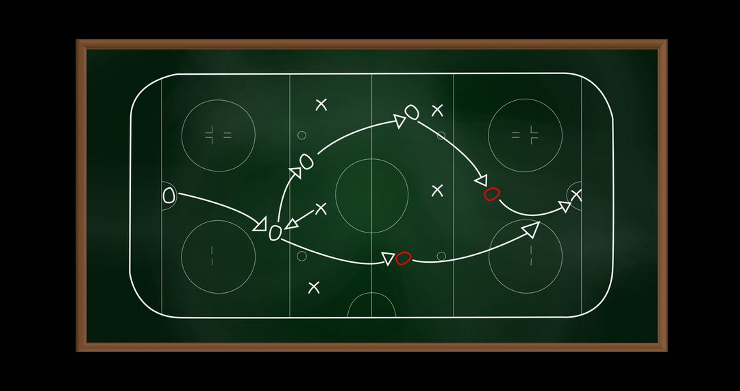 Ice Hockey Strategy Drawn on Blackboard with Player Positions