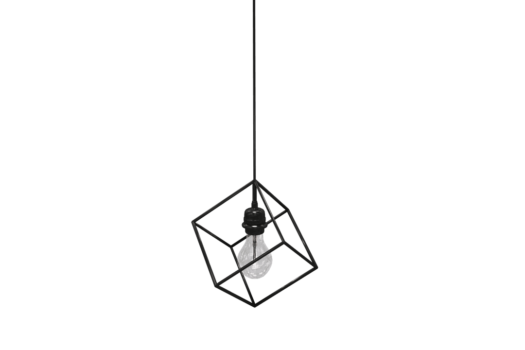 Modern Geometric Pendant Light With Transparent Bulb Hanging
