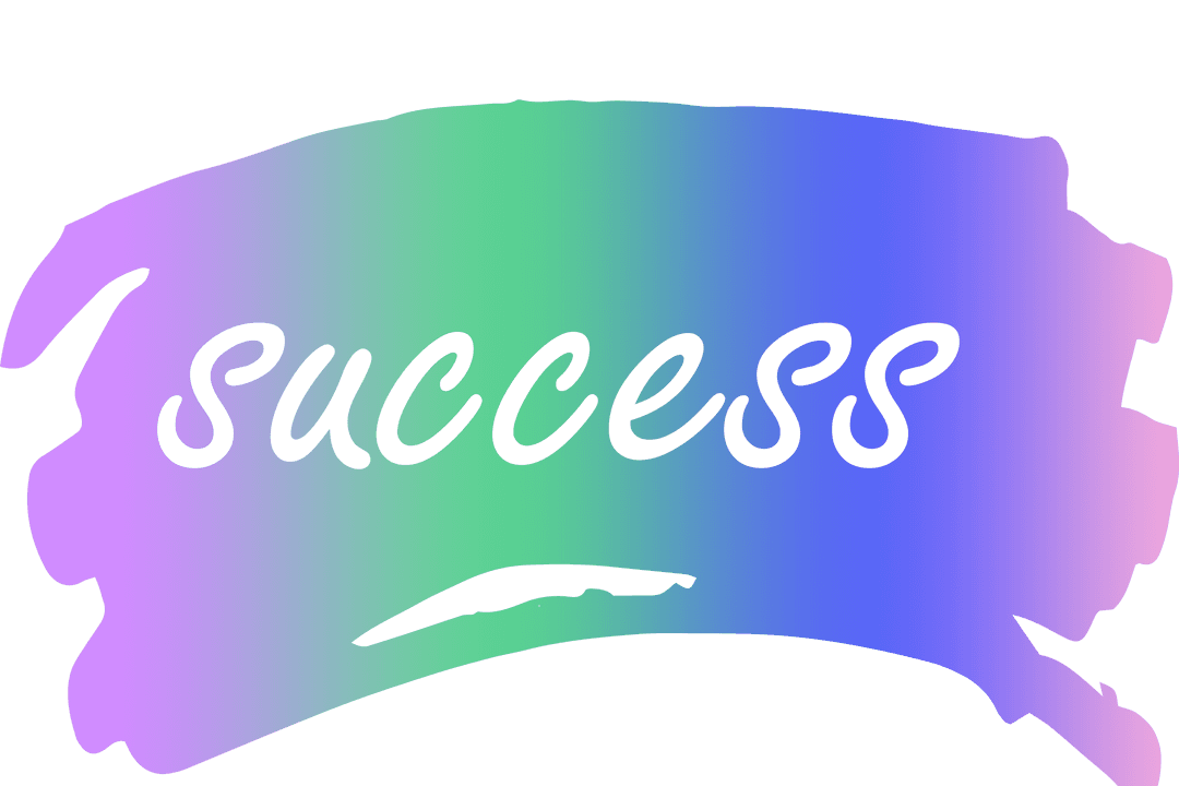 Colorful Gradient Shape with Success Text on Transparent Background