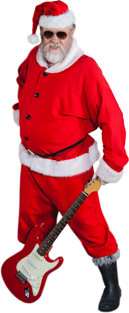 Transparent Smiling Santa Claus in Sunglasses Holding Electric Guitar - Download Free Stock Images Pikwizard.com