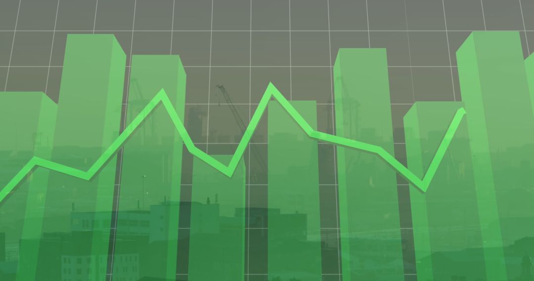Financial Data Processing with Green Bar Graph Overlay