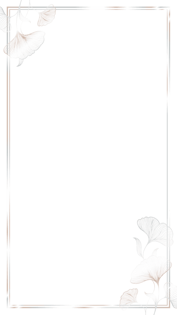 Elegant Silver Frame with Ginkgo Leaves on Transparent Background