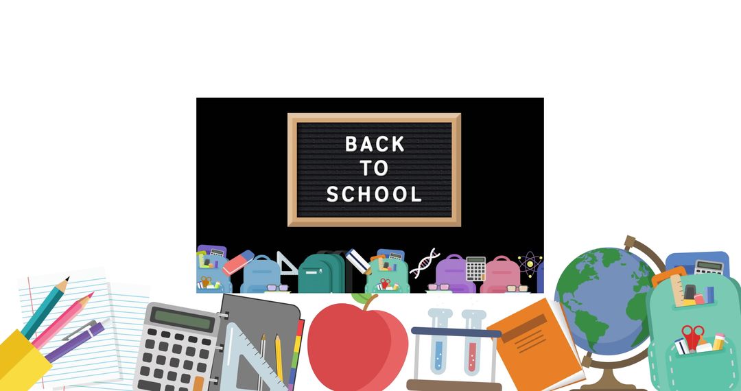 Back to School Concept with Icons and Blackboard