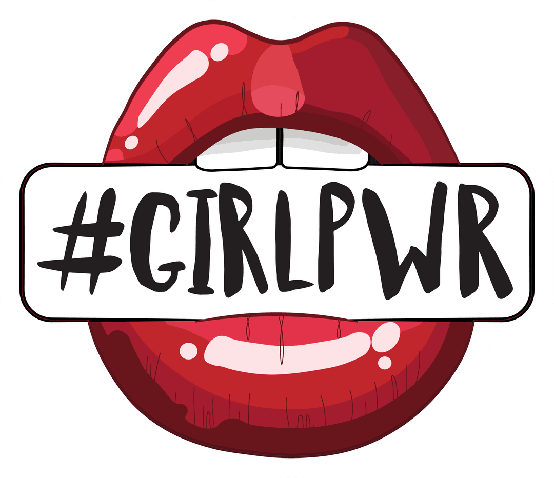 Lips and #GirlPWR Text on Transparent Background Concept Design