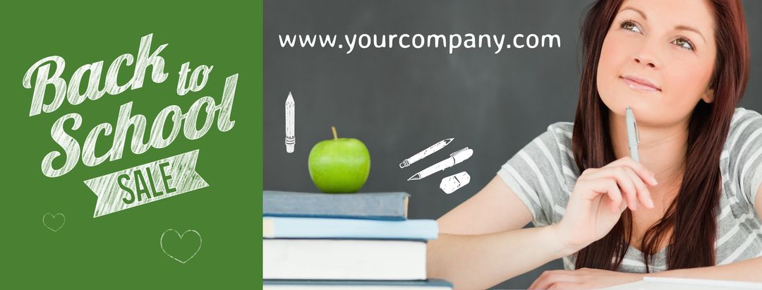 Contemplative Student Back to School Promotional Banner