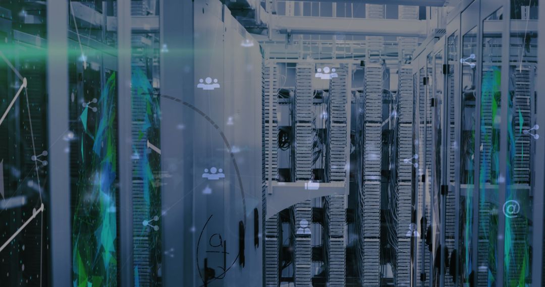 Futuristic Data Center with Global Connection Interface