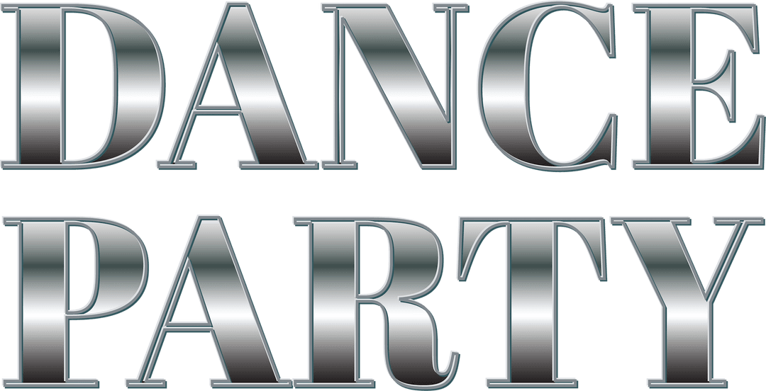 Metallic Dance Party Text with Transparent Background