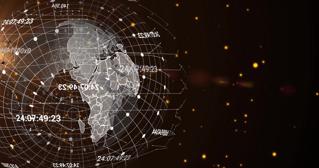 Digital Globe with Data Interface on Dark Background